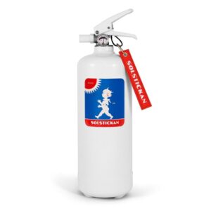 Brandsläckare 2kg vit org. emblem solstickan.