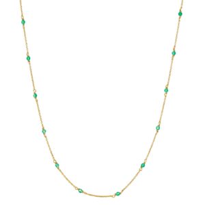 Halsband Santa Monica 42cm Grön Guld.