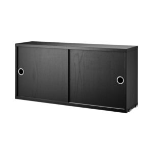 Skåp m skjutdörrar 78x20x37 svartbetsad.
