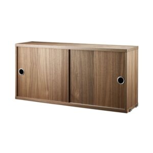 Skåp m skjutdörrar 78x20x37 valnöt.