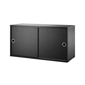 Skåp m skjutdörrar 78x30x42 svartbetsad.
