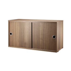 Skåp m skjutdörrar 78x30x42 valnöt.